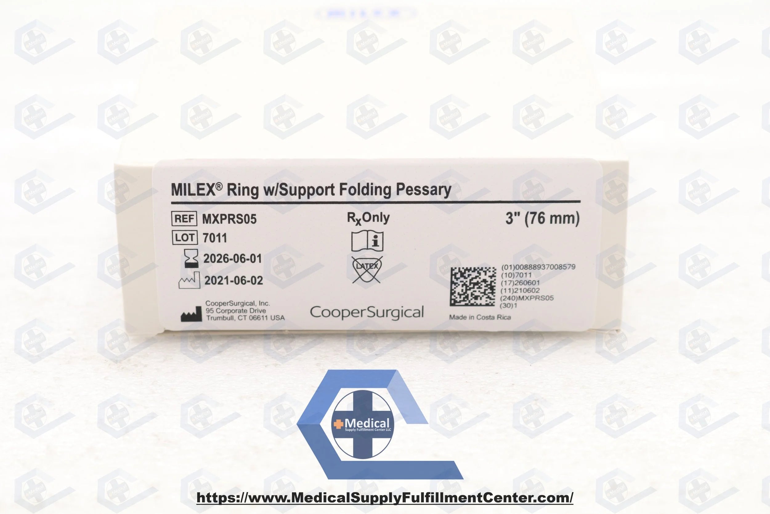 Cooper Surgical | MXPRS05 | Milex Pessary RING WITH SUPPORT FOLDING 3" (76 MM)