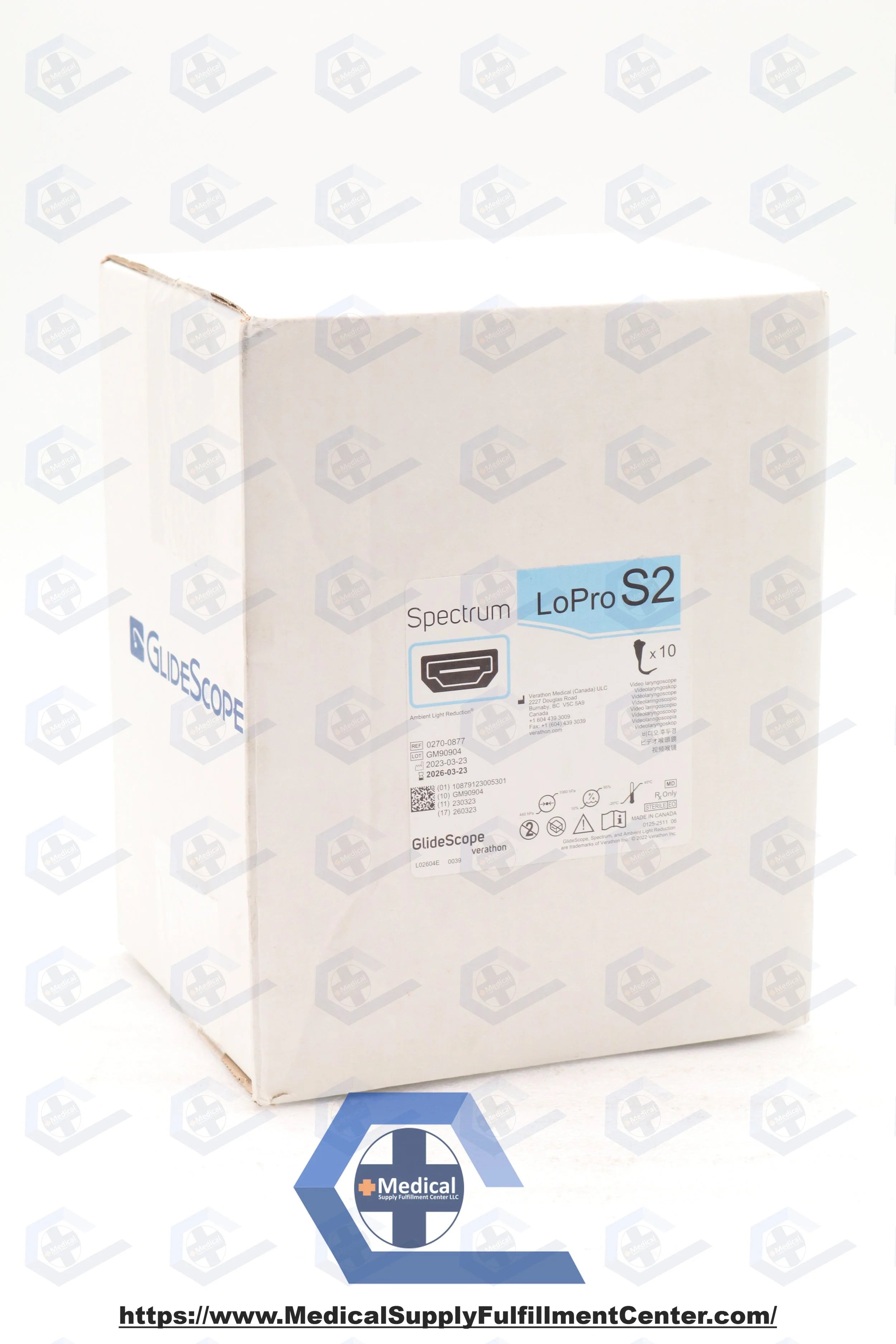 Verathon Medical | 0270-0877 | 0574-0166 GlideScope Spectrum Video Laryngoscope LoPro S2 (Hyperangle)