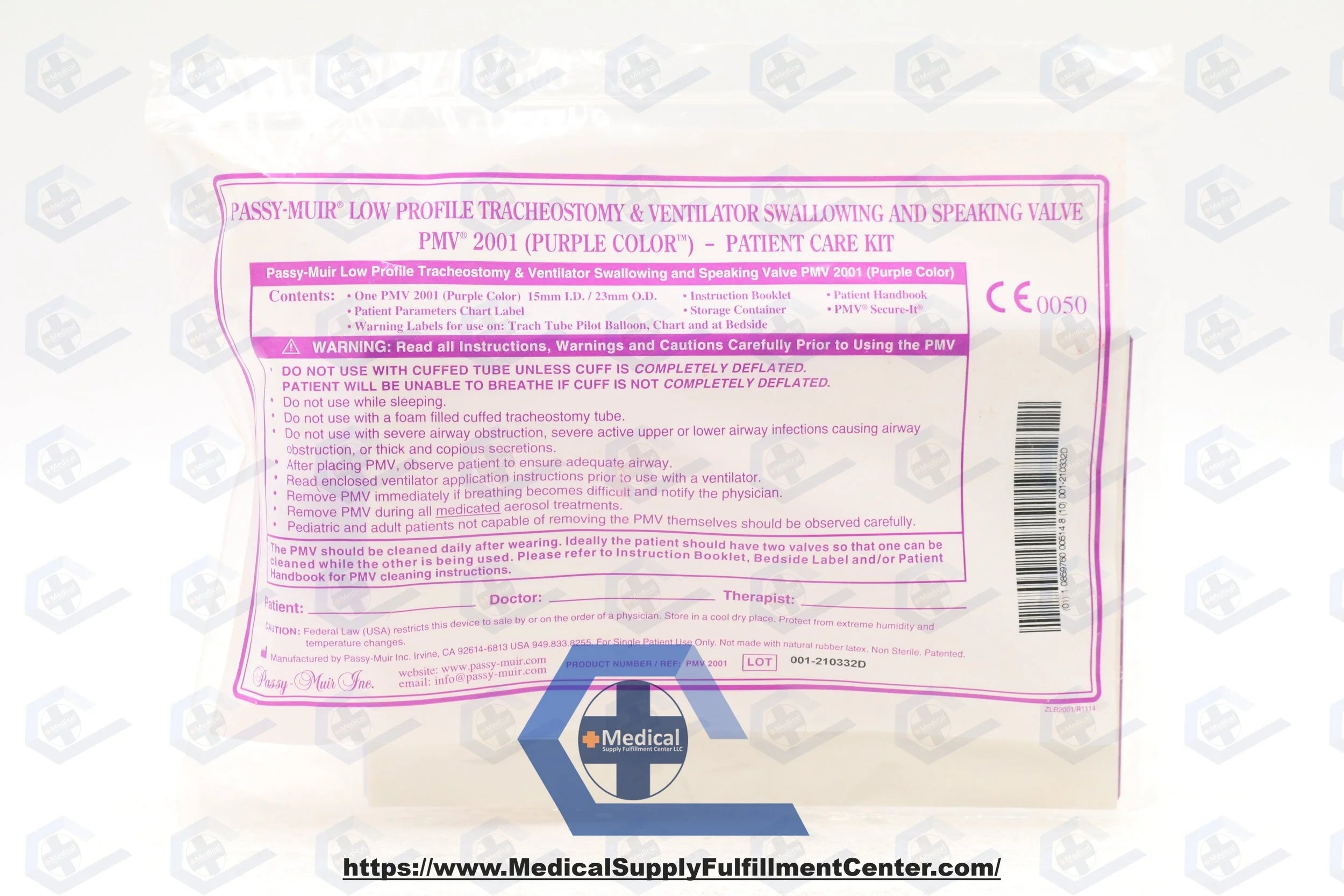 Passy-Muir | PMV-2001 | Tracheostomy, Ventilator Swallowing & Speaking Valves, PURPLE COLOR