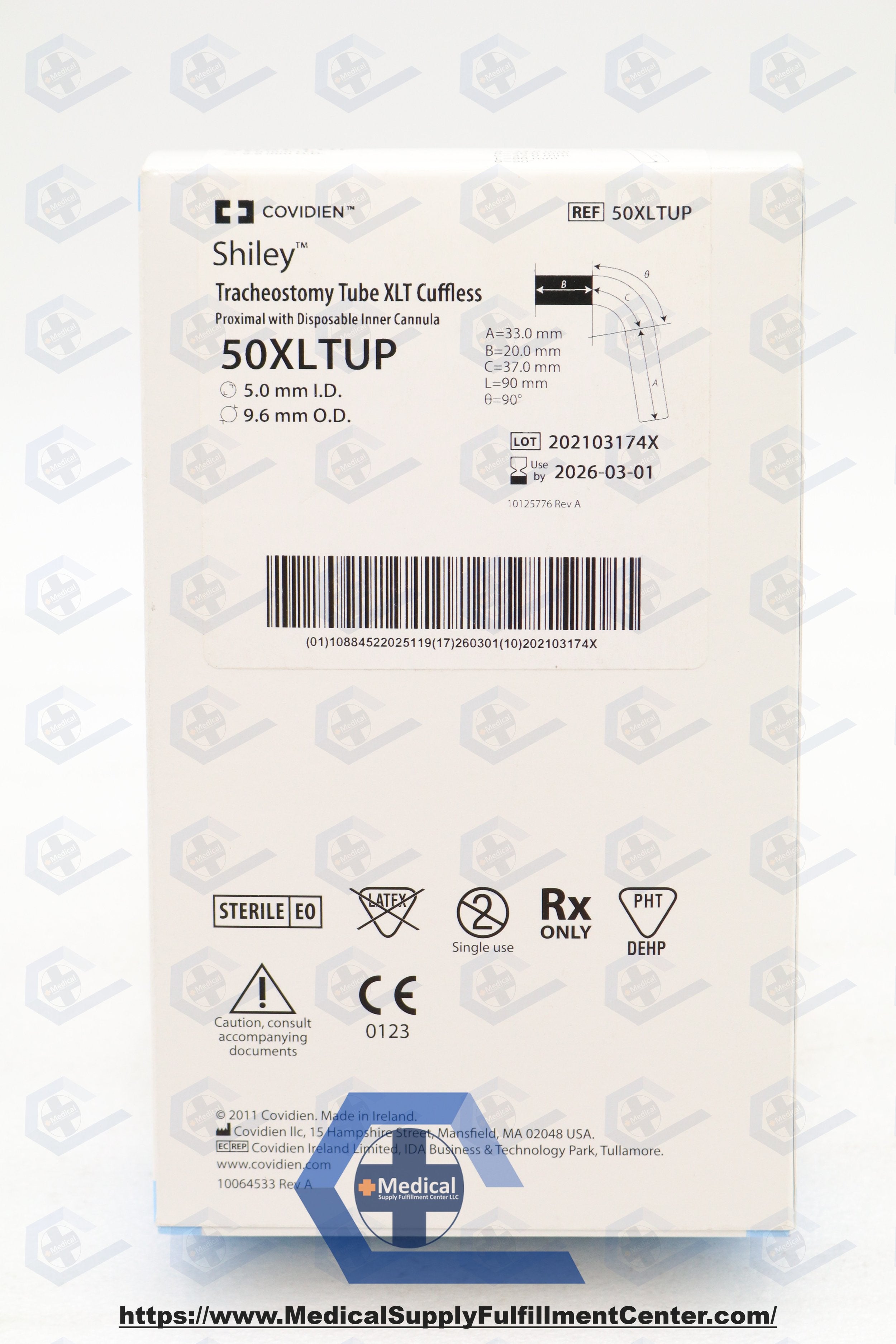 Covidien | 50XLTUP | TUBE, TRACH, EXT LGTH, UNCUFF, PROXMAL, 5.0MM