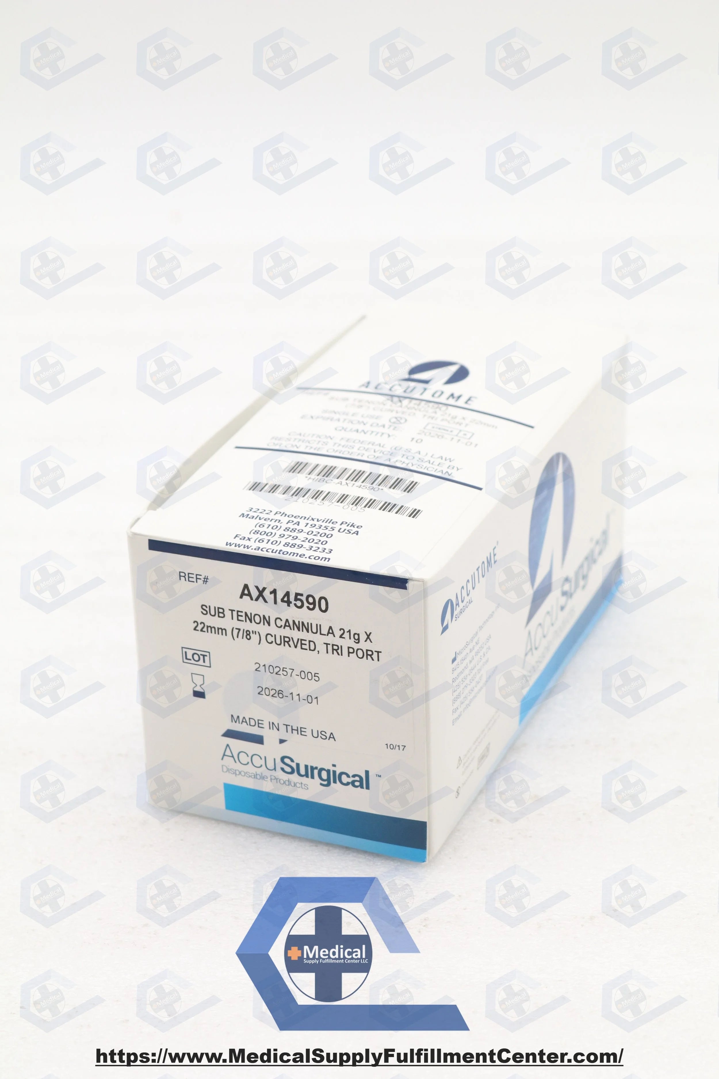 Accutome | AX14590 | AccuSurgical SUB TENON CANNULA 21G X 22 MM CURVED, TRI PORT
