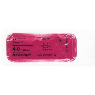Covidien | SM-691G | BIOSYN 4-0 Undyed Monofilament Absorbable Suture, 30" C-13 Needle