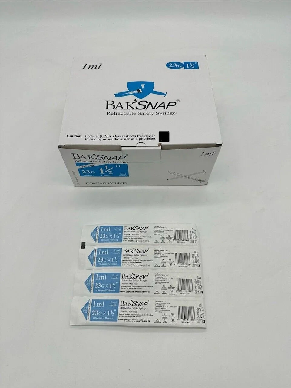 Duopross Meditech | 97001471 | BakSnap 1 mL 23G x 1 1/2 Retractable Safety Syringe