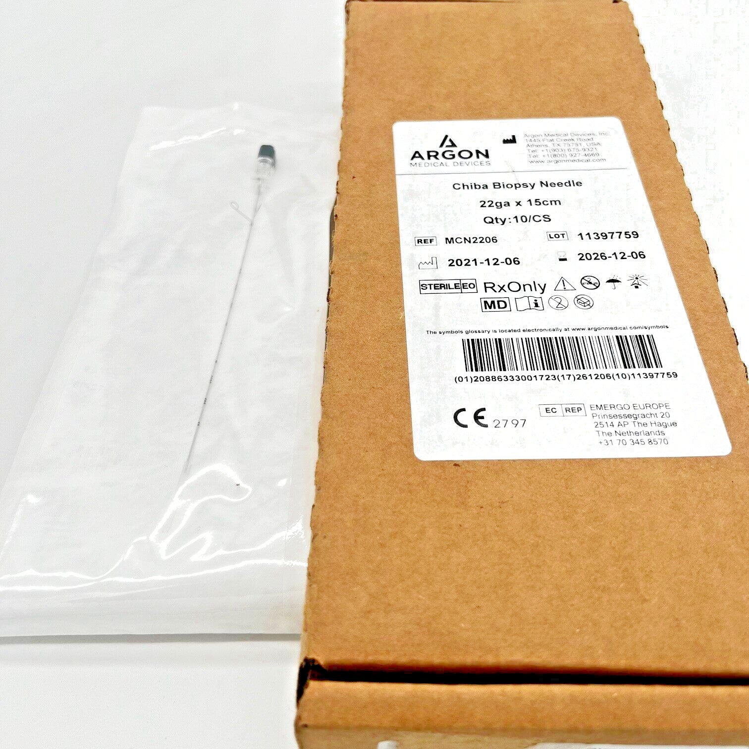 Argon Medical Devices | MCN2206 | Chiba Biopsy Needle 22ga x 15cm